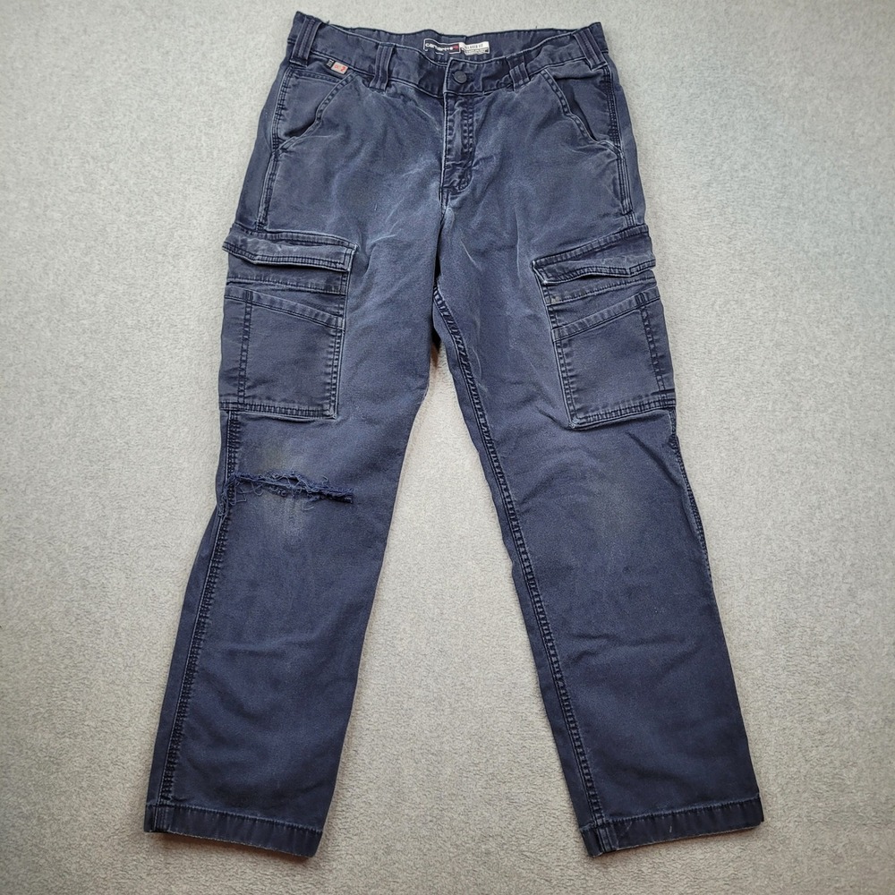 Carhartt FR Cargo‎ Pants Mens 32x30 Navy Blue Relaxed Fit 104205-426